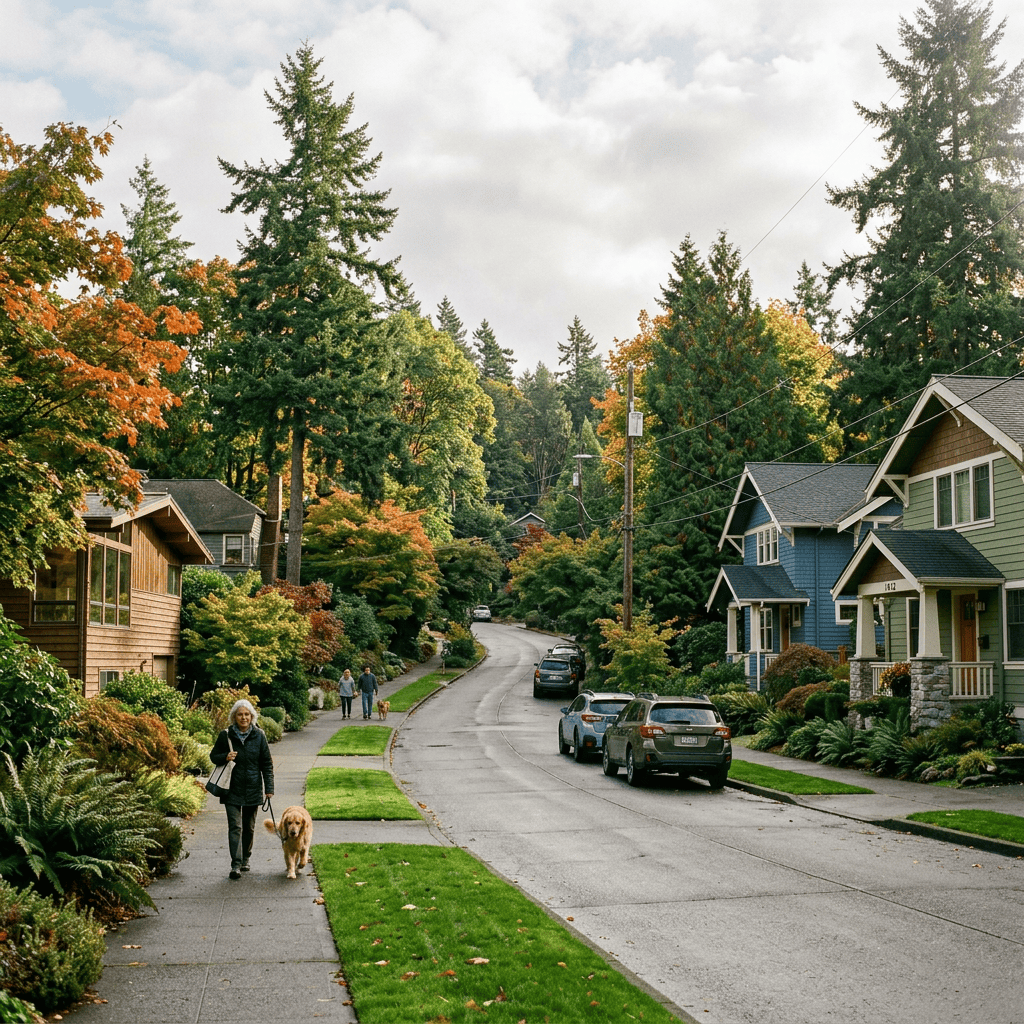 Pacific Northwest neighborhood scene